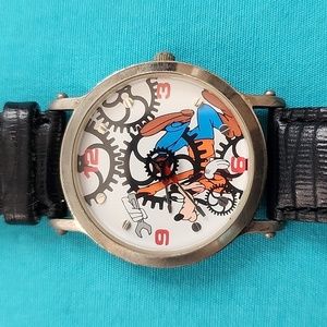 Vintage Rare Disney Clock Works Goofy Watch